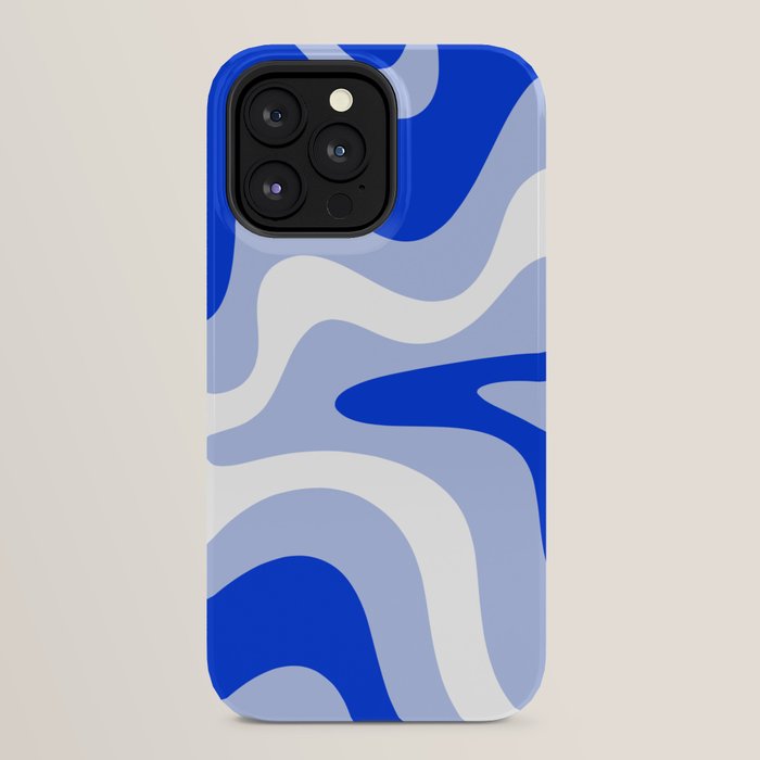 Retro Liquid Swirl Abstract Pattern Square in Royal Blue, Light Blue, and White iPhone Case Gallery Image 32