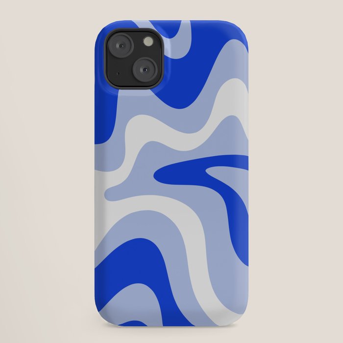 Retro Liquid Swirl Abstract Pattern Square in Royal Blue, Light Blue, and White iPhone Case Gallery Image 18