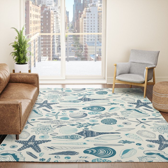 Sea shells on off white Rug Gallery Image 4