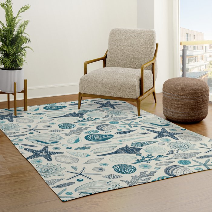 Sea shells on off white Rug Gallery Image 3