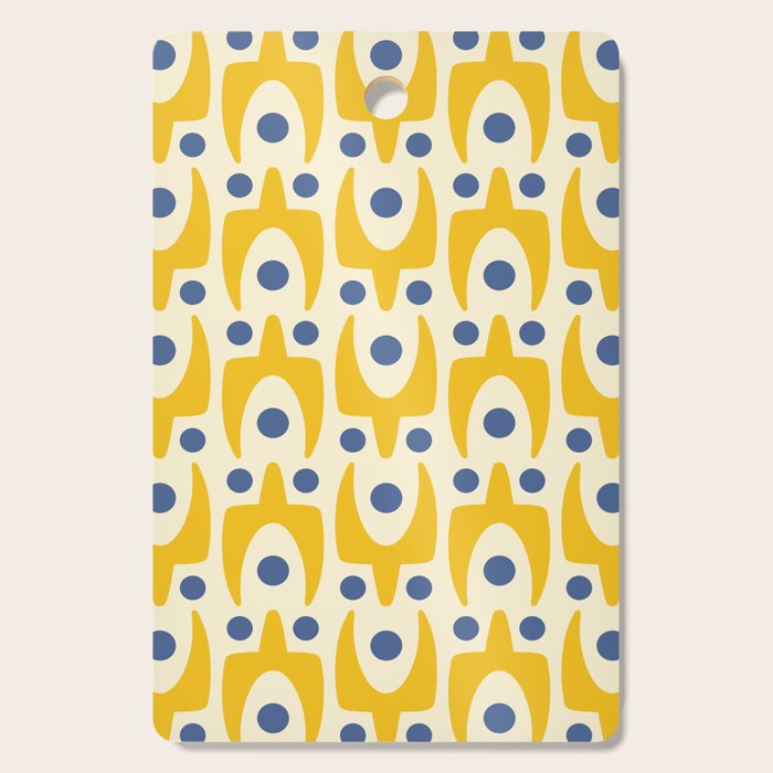 Mid Century Modern Abstract Pattern 641 Googie Yellow and Blue Cutting Board Gallery Image 1