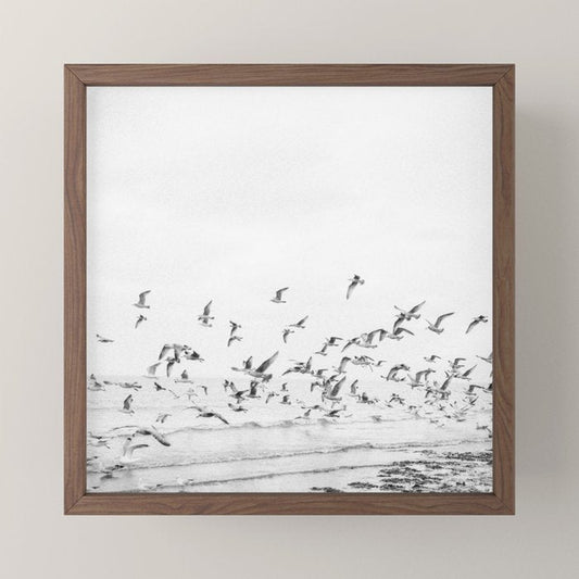 "Seagulls" | Coastal black and white photo | Film photography | Beach - square Mini Art Print Gallery Image 2