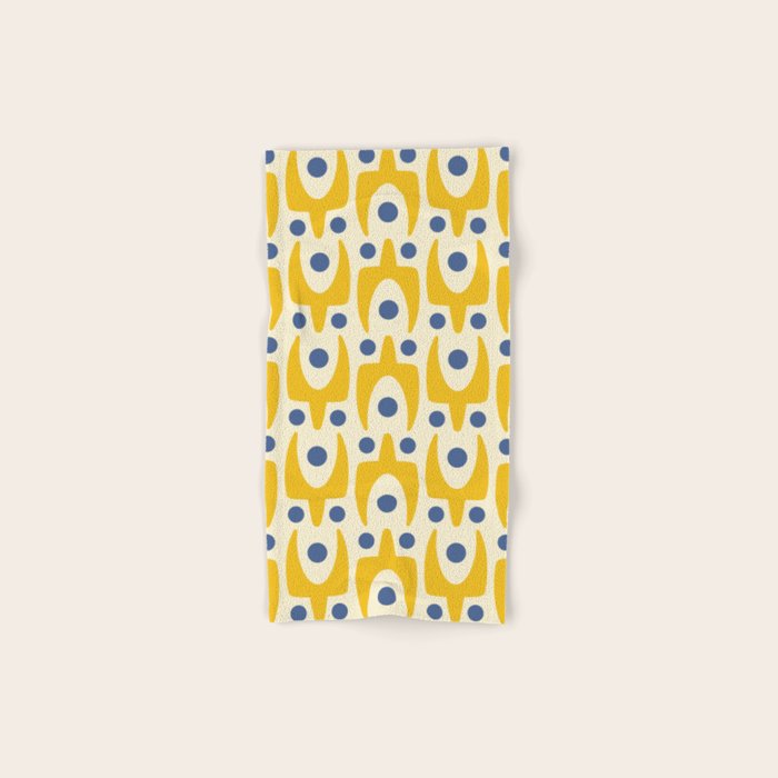 Mid Century Modern Abstract Pattern 641 Googie Yellow and Blue Towels Gallery Image 1