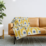 Mid Century Modern Abstract Pattern 641 Googie Yellow and Blue Throw Blanket Gallery Image 1