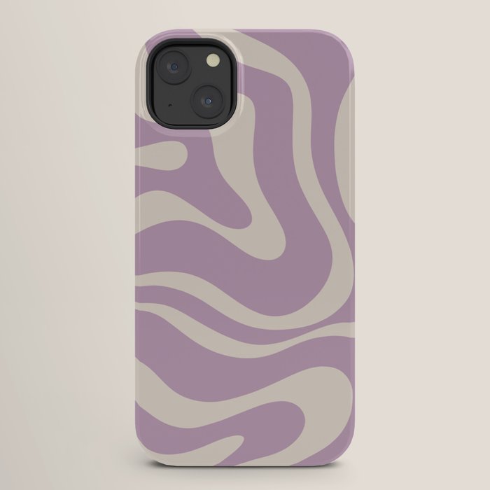 Modern Retro Liquid Swirl Abstract Pattern Square in Lavender Cream iPhone Case Gallery Image 26