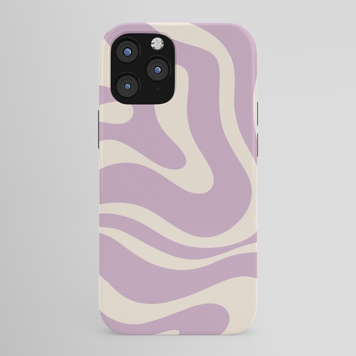 Modern Retro Liquid Swirl Abstract Pattern Square in Lavender Cream iPhone Case Gallery Image 43