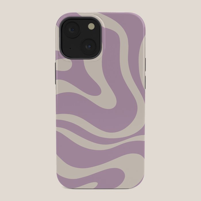 Modern Retro Liquid Swirl Abstract Pattern Square in Lavender Cream iPhone Case Gallery Image 34