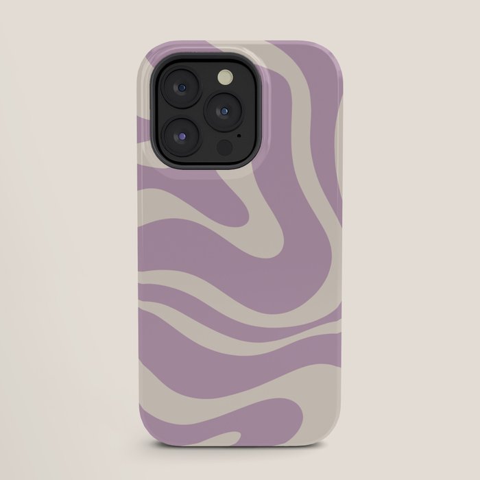 Modern Retro Liquid Swirl Abstract Pattern Square in Lavender Cream iPhone Case Gallery Image 27