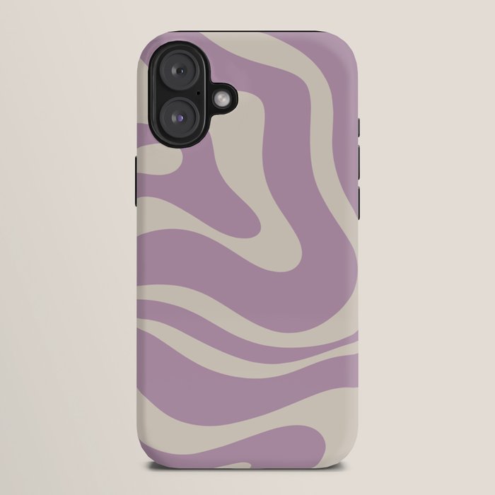 Modern Retro Liquid Swirl Abstract Pattern Square in Lavender Cream iPhone Case Gallery Image 10