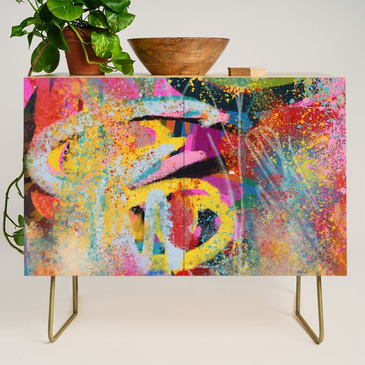 Chromatic Whispers Sprayed Abstract Dance of Color and Chaos Credenza Gallery Image 1