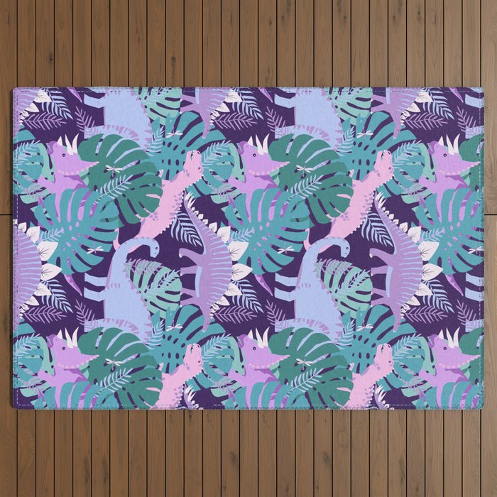 Jungle Dinosaur - Purple Outdoor Rug Gallery Image 3