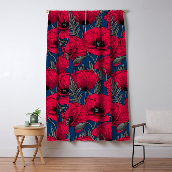 Night poppy garden Window Curtain Gallery Image 5