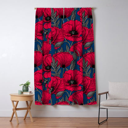 Night poppy garden Window Curtain Gallery Image 5