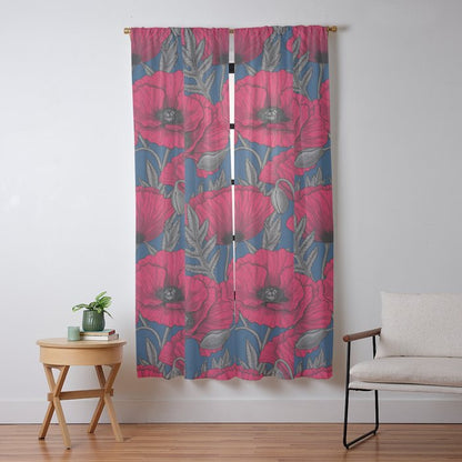 Night poppy garden Window Curtain Gallery Image 13