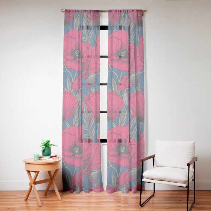 Night poppy garden Window Curtain Gallery Image 20