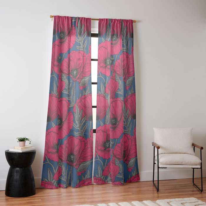 Night poppy garden Window Curtain Gallery Image 10