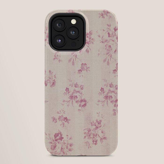Elegant blush pink white rustic floral vintage stripes iPhone Case Gallery Image 28