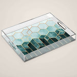 Teal Hexagons Acrylic Tray Gallery Image 1