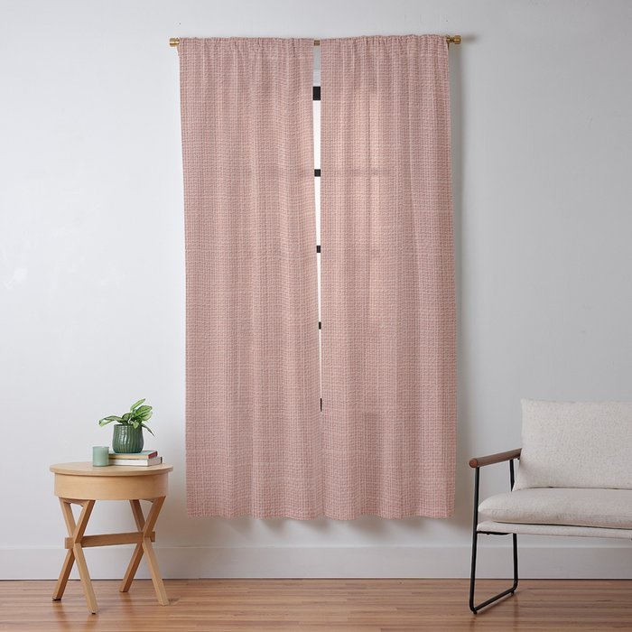 Salmon Linen Texture Window Curtain Gallery Image 9