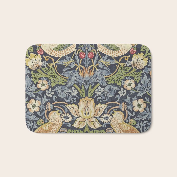 William Morris Vintage Strawberry Thief Blue Indigo Mineral Bath Mat Gallery Image 1