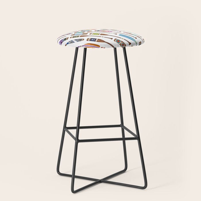 Paddles Oars Lake Life Colorful Oar lake house art Stool Gallery Image 1