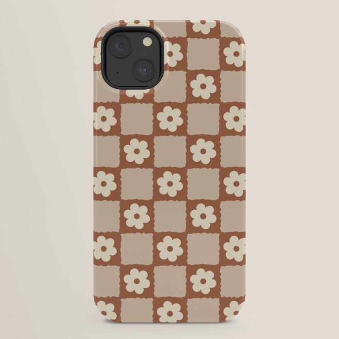 Retro Flower Checker in Brown iPhone Case Gallery Image 30