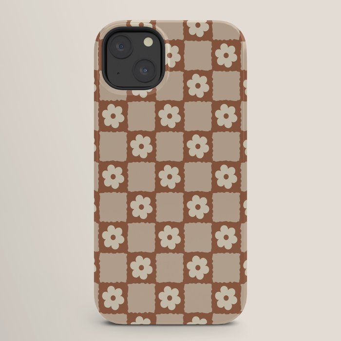 Retro Flower Checker in Brown iPhone Case Gallery Image 26