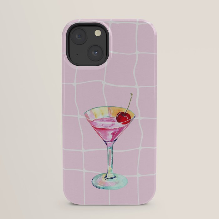 Pink Aesthetic Martini Glass with Cherry iPhone Case Gallery Image 29