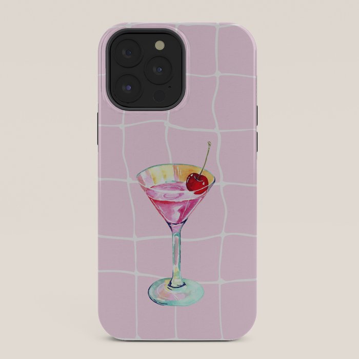 Pink Aesthetic Martini Glass with Cherry iPhone Case Gallery Image 36