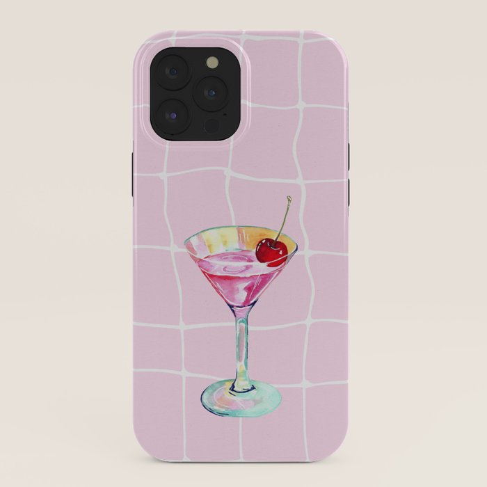 Pink Aesthetic Martini Glass with Cherry iPhone Case Gallery Image 40