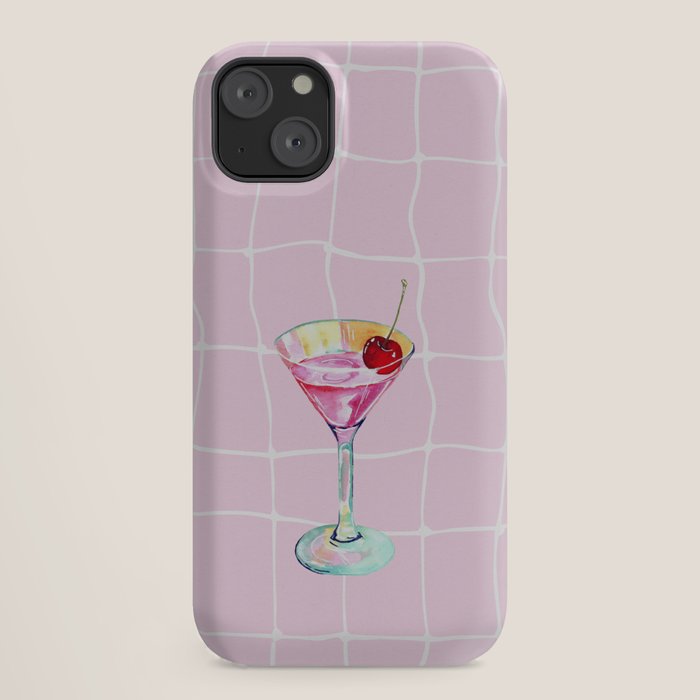 Pink Aesthetic Martini Glass with Cherry iPhone Case Gallery Image 18