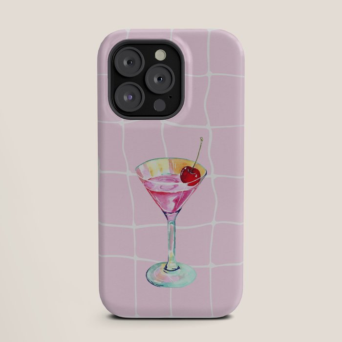 Pink Aesthetic Martini Glass with Cherry iPhone Case Gallery Image 19