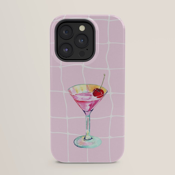 Pink Aesthetic Martini Glass with Cherry iPhone Case Gallery Image 31