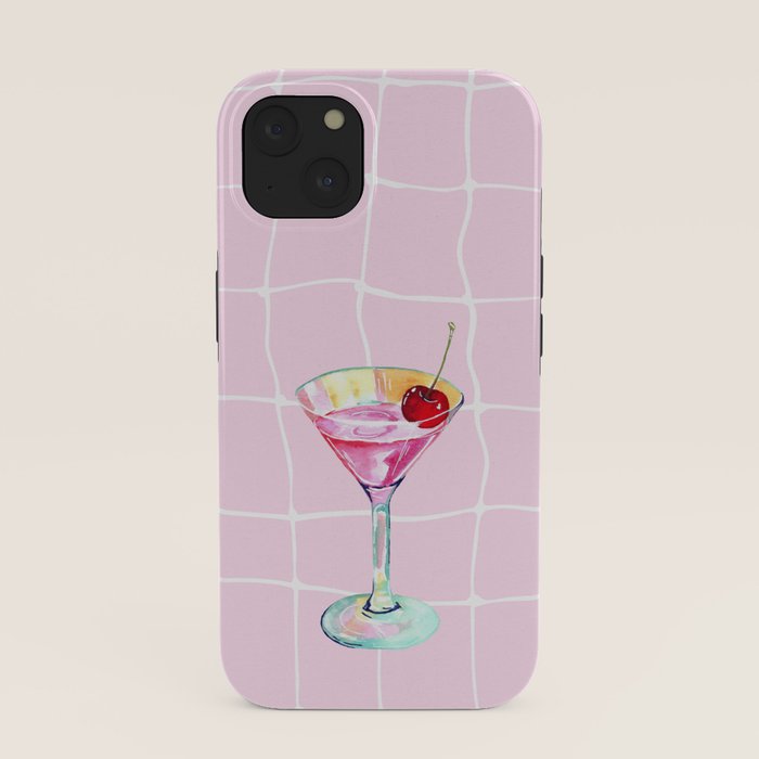 Pink Aesthetic Martini Glass with Cherry iPhone Case Gallery Image 37
