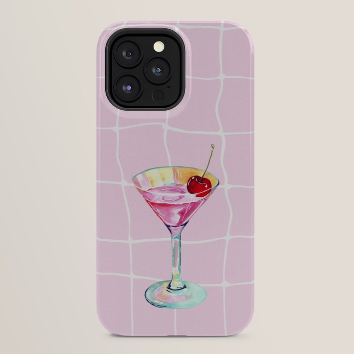 Pink Aesthetic Martini Glass with Cherry iPhone Case Gallery Image 24