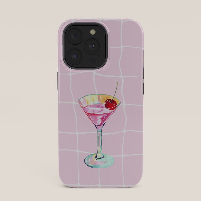 Pink Aesthetic Martini Glass with Cherry iPhone Case Gallery Image 35