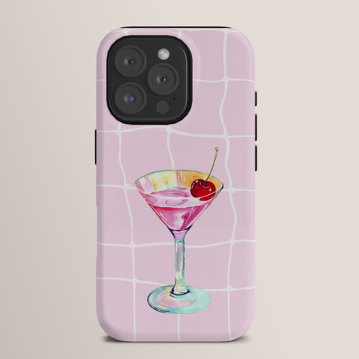 Pink Aesthetic Martini Glass with Cherry iPhone Case Gallery Image 15