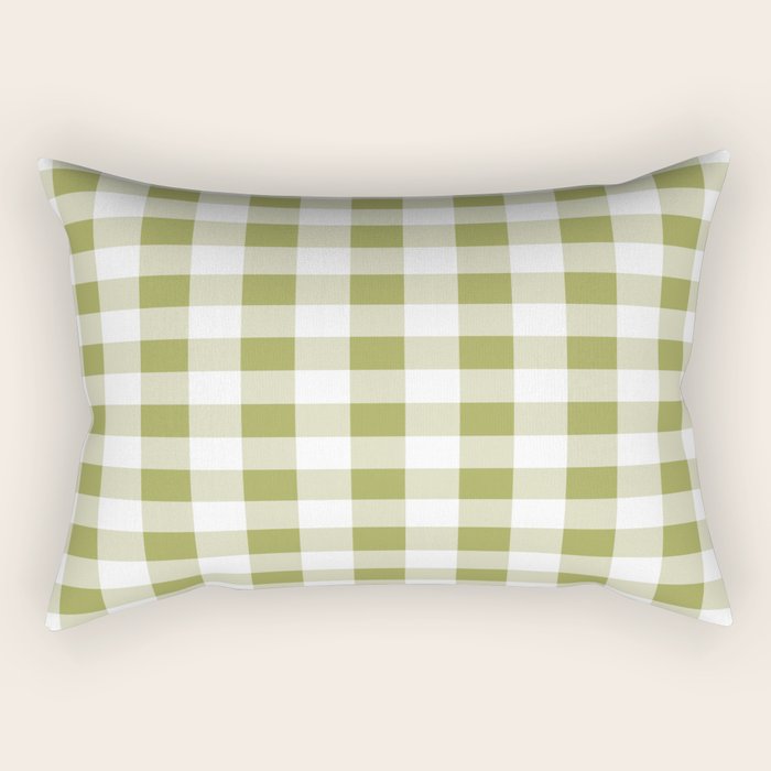 Gingham Large Green White Rectangular Pillow Gallery Image 2