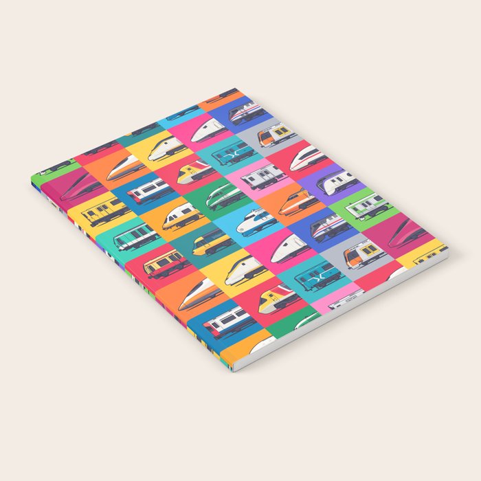 World Trains Grid Pattern Notebook Gallery Image 2