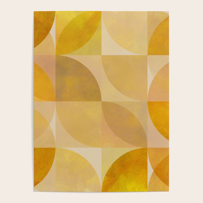 mid century geometric gold shapes Poster Gallery Image 2