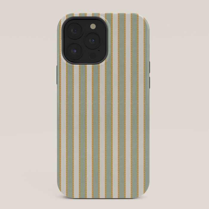 Vintage Cabana Stripe Sage Mint Green And Gold Retro Boho Coastal Beach Vibe iPhone Case Gallery Image 36
