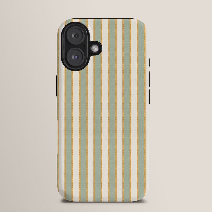 Vintage Cabana Stripe Sage Mint Green And Gold Retro Boho Coastal Beach Vibe iPhone Case Gallery Image 13