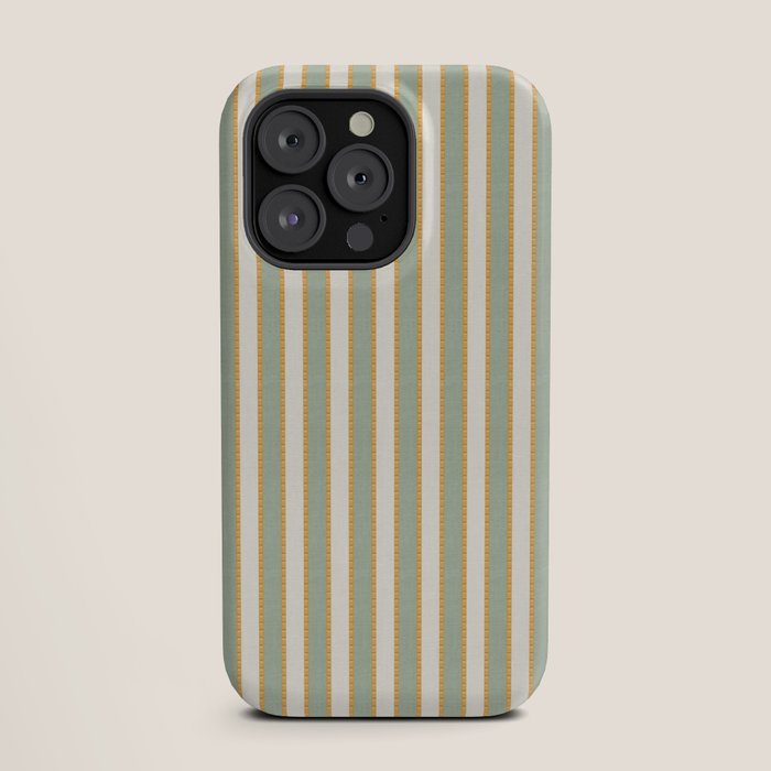 Vintage Cabana Stripe Sage Mint Green And Gold Retro Boho Coastal Beach Vibe iPhone Case Gallery Image 19