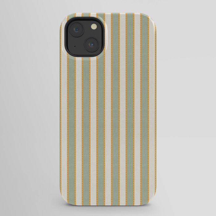 Vintage Cabana Stripe Sage Mint Green And Gold Retro Boho Coastal Beach Vibe iPhone Case Gallery Image 22