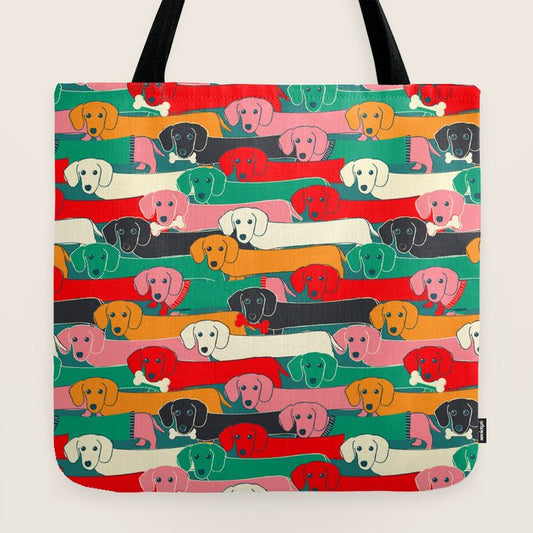 dachshund pattern- happy dogs Tote Bag Gallery Image 2