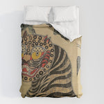 Striped Vintage Minhwa Tiger and Magpie Duvet Cover Gallery Image 1