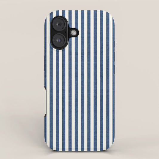 Pinstripe in Navy Blue iPhone Case Gallery Image 1