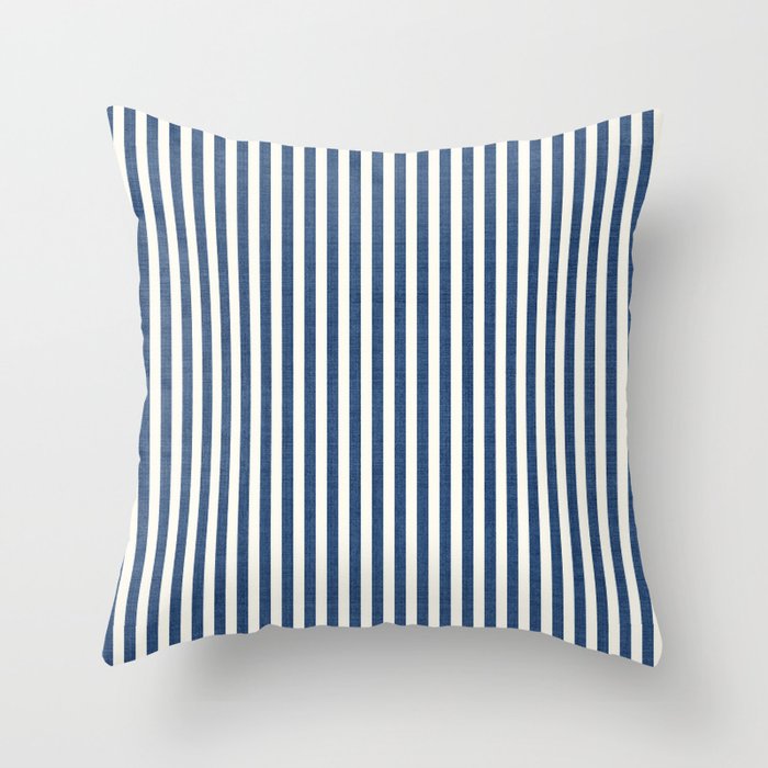 Pinstripe in Navy Blue Throw Pillow Gallery Image 3