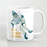 Not Today Chaos! Funny Man Punching Shark Tattoo Style Art Coffee Mug Gallery Image 1