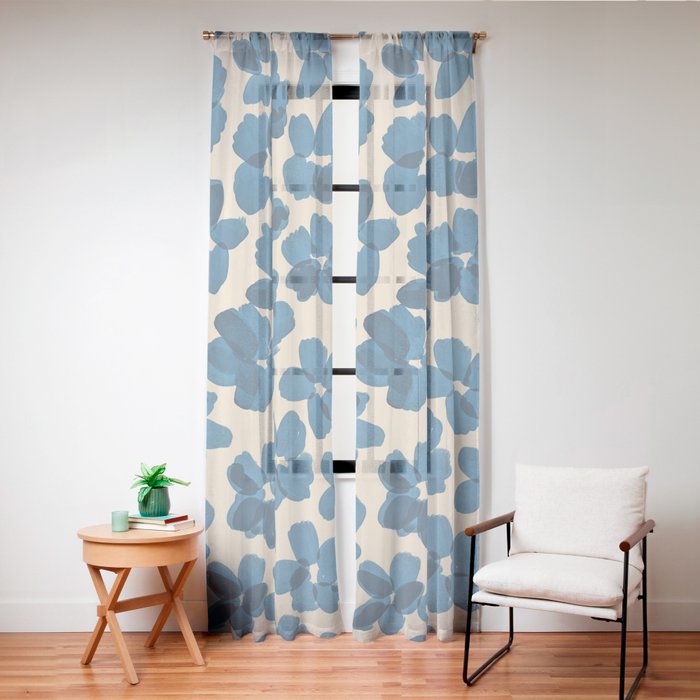 Deep Blue Flowers Window Curtain Gallery Image 20